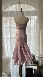 Cute Purple Strap Beaded Chiffon Mermaid Short Prom Dresses