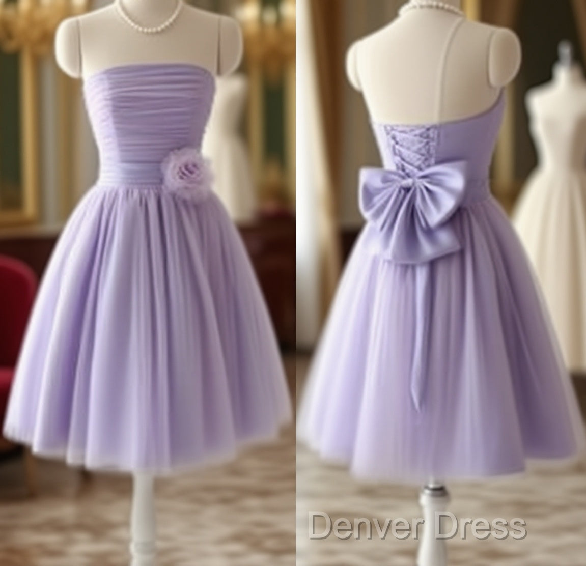Cute Purple Strapless Pleat Short Homecoming Dresses Wedding Party Dresses
