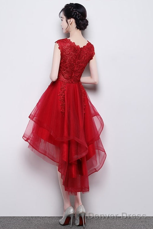 Cute Red High Low Dress, Red Party Dress , Homecoming Dress