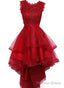 Cute Red High Low Dress, Red Party Dress , Homecoming Dress