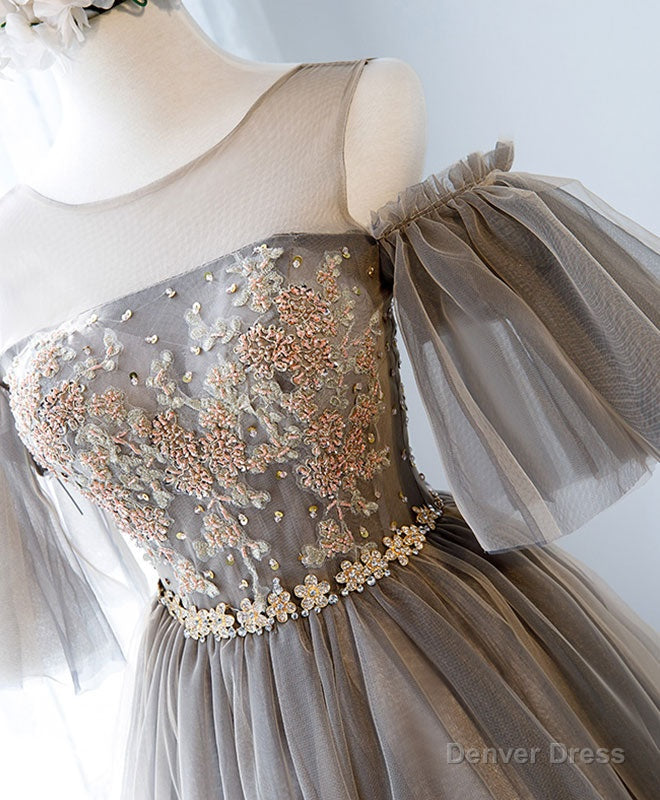 Cute Round Neck Tulle Lace Short Prom Dress, Tulle Homecoming Dress Secondary image