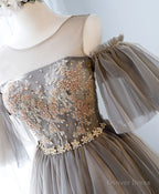 Cute Round Neck Tulle Lace Short Prom Dress, Tulle Homecoming Dress