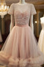 Cute Round Neck Tulle Short Prom Dress, Cute Homecoming Dresses