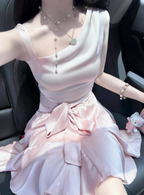 Cute Satin Off-Shoulder Bow Birthday Dresses Homecoming Dresses