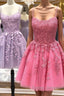 Cute Scoop Neck Lace Prom Homecoming Dress, Short Lace Prom Dresses