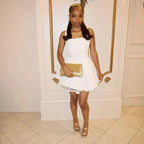 Cute Shoulder Strap A-Line Back Strappy 17Th Birthday Short Skirt Homecoming Dresses