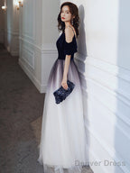 Cute Simple V-Neckline Long Prom Dress, A-Line Gradient Floor Length Bridesmaid Dresses