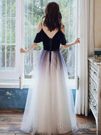 Cute Simple V-Neckline Long Prom Dress, A-Line Gradient Floor Length Bridesmaid Dresses