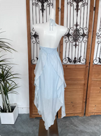 Cute Sky Blue Halter Neck Ruched Ruffled Chiffon Long Prom Dresses Evening Dresses