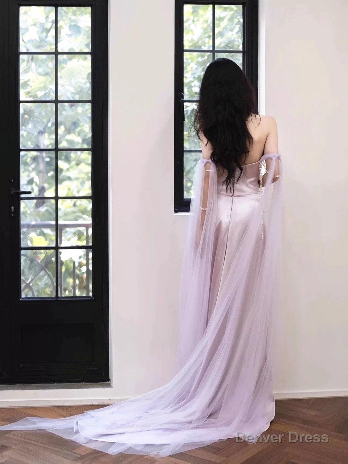 Cute Soft Satin Sweetheart Long Prom Gowns, Satin Strapless Prom Dresses
