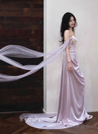 Cute Soft Satin Sweetheart Long Prom Gowns, Satin Strapless Prom Dresses