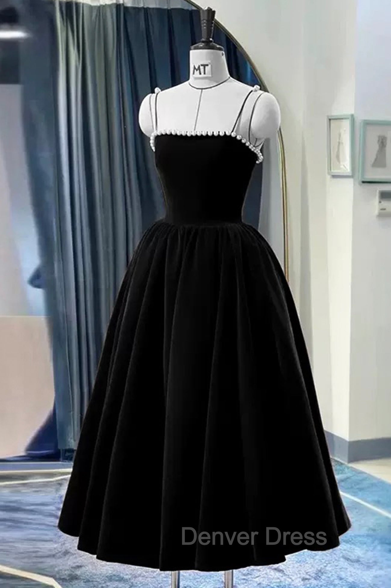 Cute Spaghetti Straps Velvet Short Prom Dress, A Line Homecoming Prom Dresses