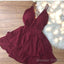 Cute Straps Burgundy Short Prom Dress, Simple Homecoming Dresses