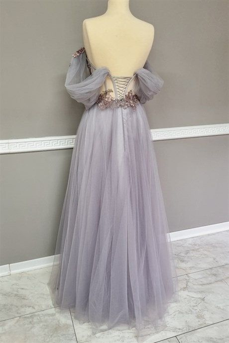 Off The Shoulder Tulle Applique Long Prom Dress Fairy Prom Dresses Secondary image