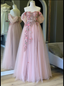 Off The Shoulder Tulle Applique Long Prom Dress Fairy Prom Dresses