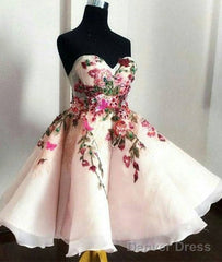 Cute Sweetheart Applique Short Prom Dress, Cute Homecoming Dress
