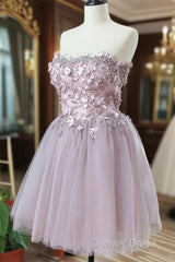 Cute Sweetheart Tulle Lace Beads Short Prom Dresses, Homecoming Dresses