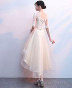 Cute Tulle Champagne Short Prom Dress, Tulle Homecoming Dresses