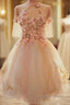 Cute Tulle Lace Applique Short Prom Dresses, Cute Homecoming Dresses