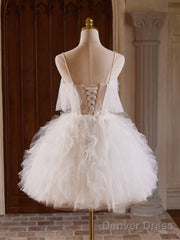 Cute Tulle Lace Light Champagne Short Prom Dress, Cut Homecoming Dress