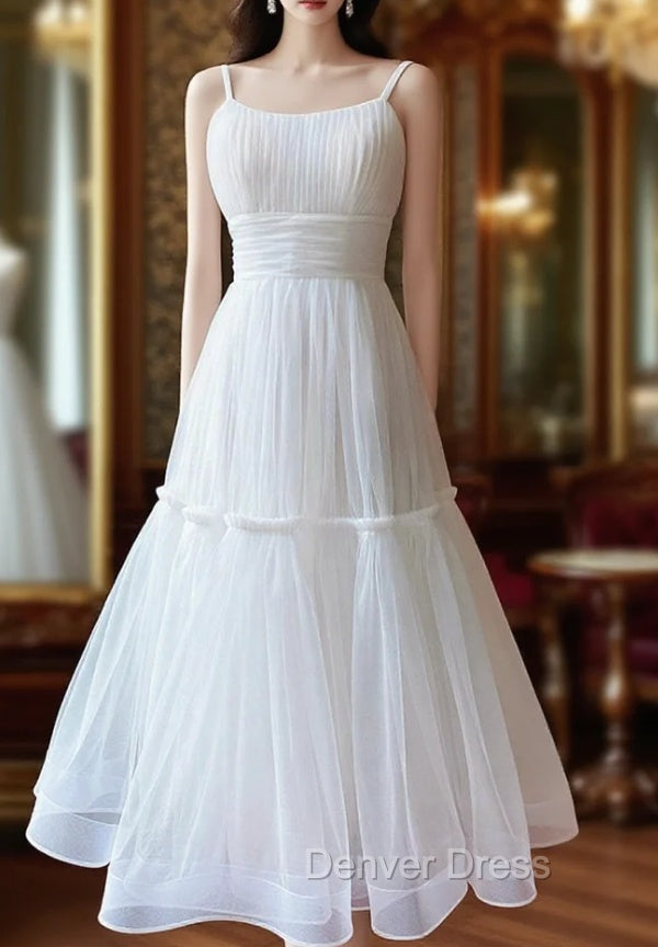 Cute Tulle Scoop Spaghetti Straps Homecoming Dress, Short Prom Dresses