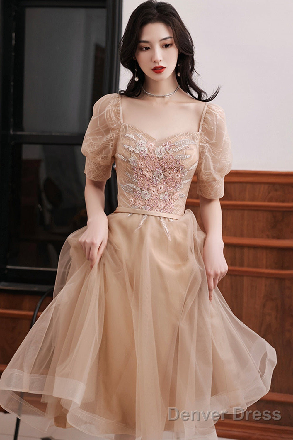 Cute Tulle Short A Line Homecoming Dresses Main image