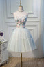 Cute Tulle Short Lace Applique Short Prom Dress Tulle Homecoming Dresses
