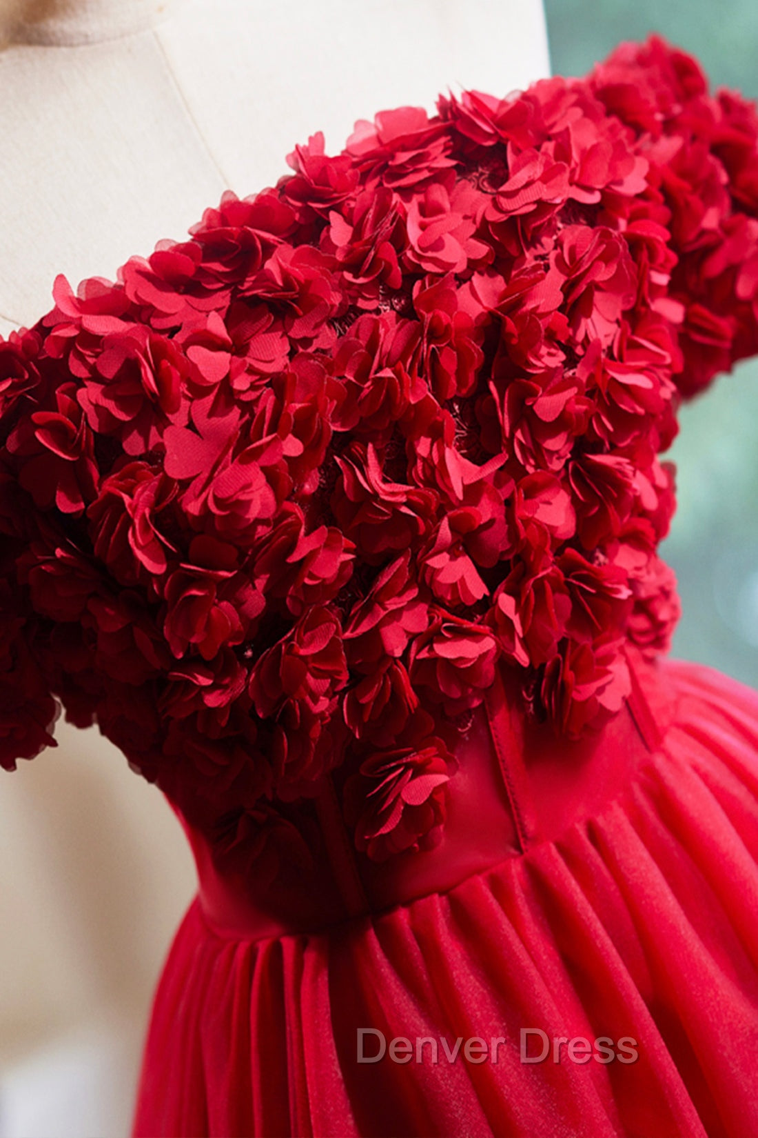 Cute Tulle Short Prom Dresses with Appliques, Red A-Line Homecoming Party Dresses