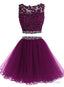 Cute Two Piece Tulle with Beadings Homecoming Dress, Lovely Prom Dresses