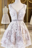 Cute V Neck Lace Short Prom Dress Lace Homecoming Dresses