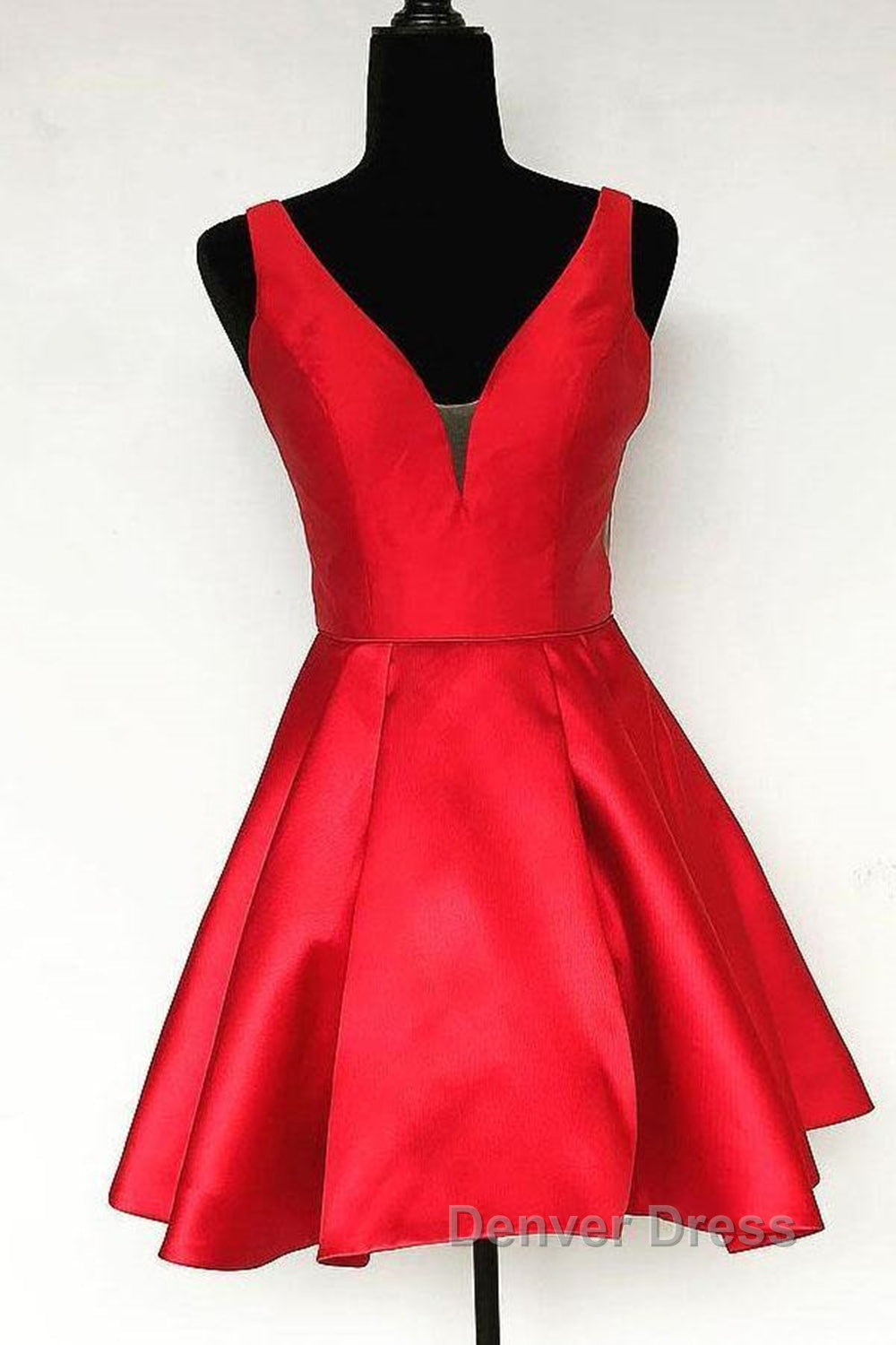 Cute V Neck Satin Short Prom Dress, V Neck Homecoming Dress, Prom Dresses