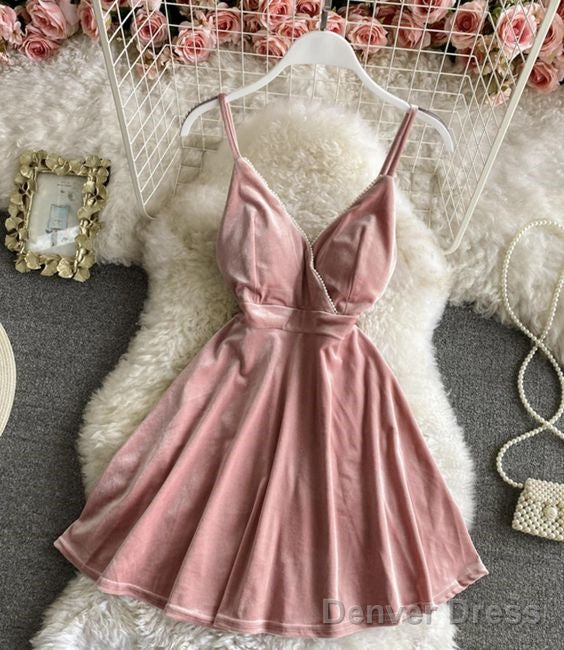 Cute Velvet Short Dress A Line Mini Dress Homecoming Dresses Main image