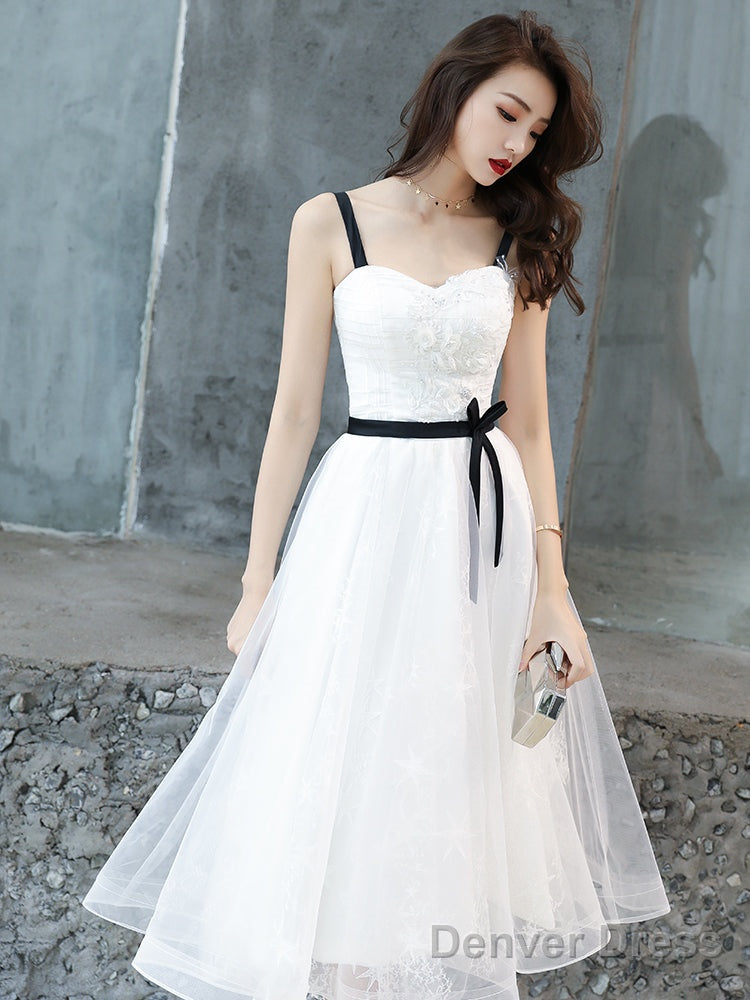 Cute White Short Homecoming Dress Party Dress, Tulle With Lace Graduation Dresses