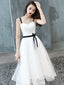 Cute White Short Homecoming Dress Prom Dress, Tulle With Lace Graduation Dresses