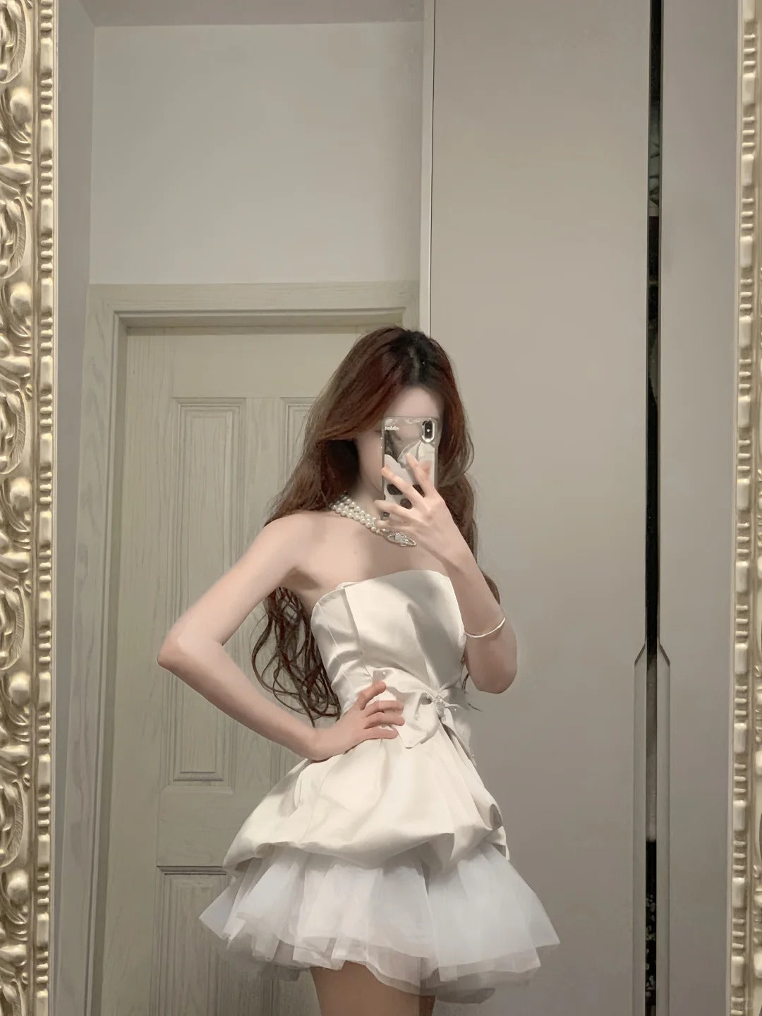 Cute White Strapless Bow Satin Tulle Mini 17Th Birthday Homecoming Dresses