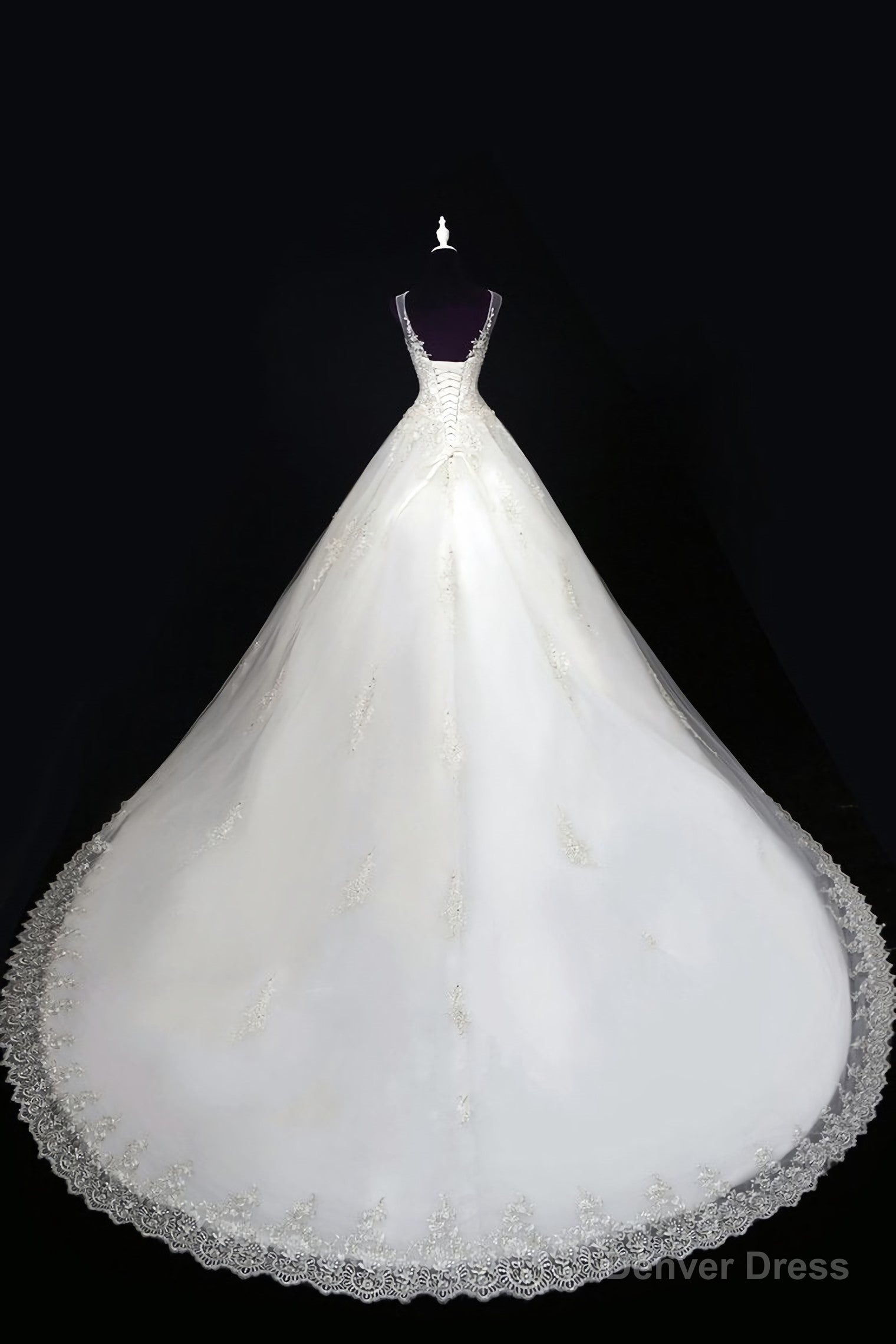 2025 A Line Wedding Dresses, Scoop Tulle With Applique And Beads Lace Up