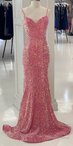Glitter Pink Velvet Sweetheart Mermaid Long Prom Dresses