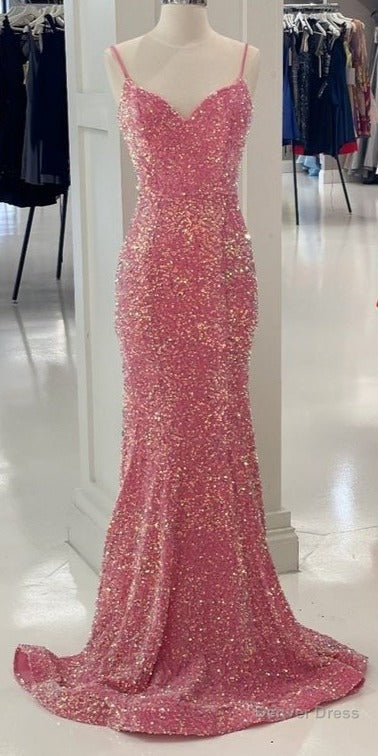 Glitter Pink Velvet Sweetheart Mermaid Long Prom Dresses