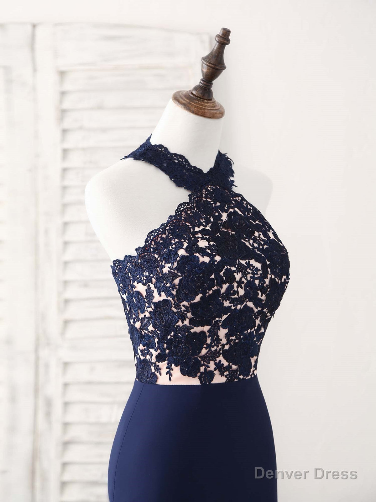 Dark Blue Lace Mermaid Long Prom Dress Mermaid Bridesmaid Dresses