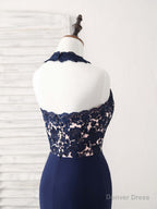 Dark Blue Lace Mermaid Long Prom Dress Mermaid Bridesmaid Dresses