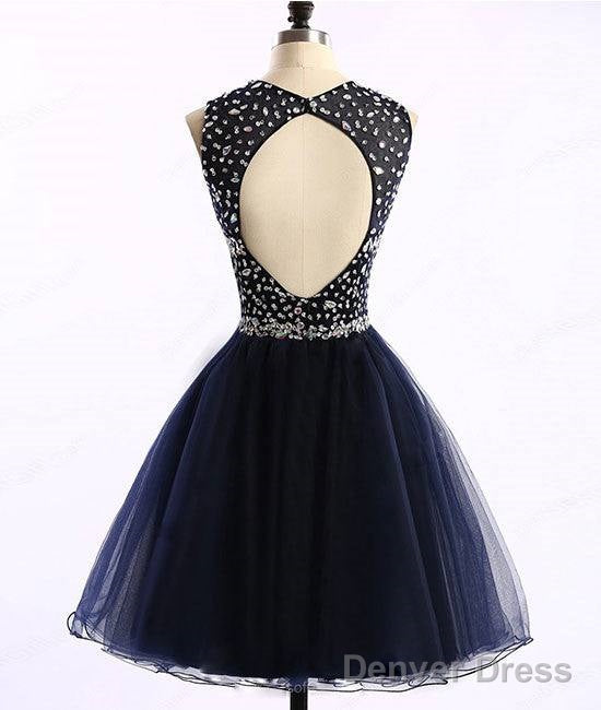 Dark Blue Tulle Short Prom Dress, Cute Homecoming Dresses Secondary image