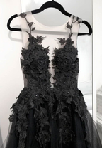 Classic Black Lace Tulle Long Prom Dress Black Prom Dresses