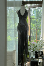 Dark Green Beaded Elegant Long Chiffon Ball Gowns Prom Dress