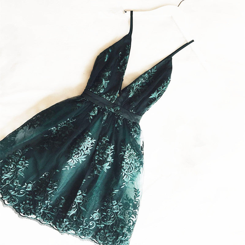 Dark Green Homecoming Dress, Short Hoco Dresses