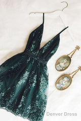 Dark Green Homecoming Dress, Short Hoco Dress