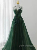 Dark Green Long Beaded A Line Prom Dress Prom Dress Prom Dress Prom Dress December Wedding Guest Dresses
