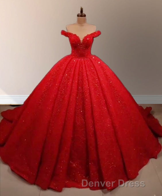 Dark Green Off the Shoulder Ball Gowns Sequined Quinceanera Dresses