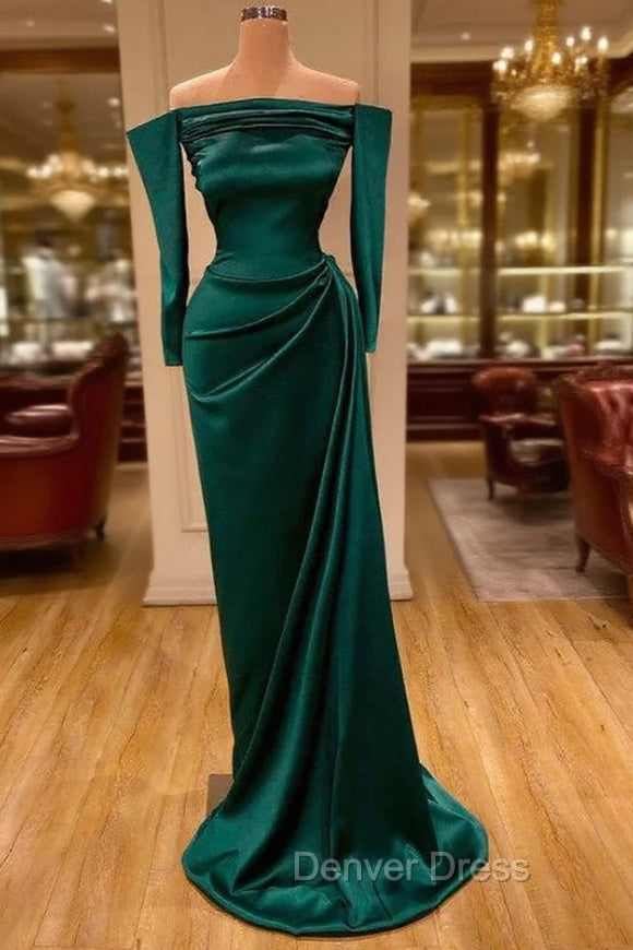 Dark Green Off The Shoulder Mermaid Prom Dresses Long Prom Gown Online