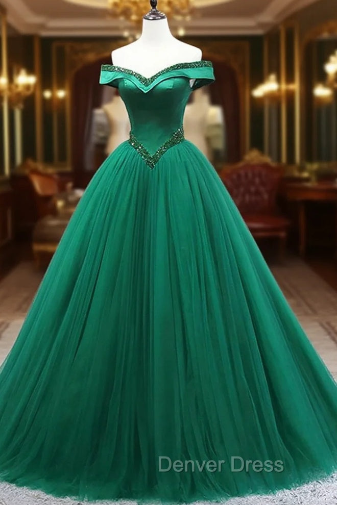 Dark Green Princess Long Formal Dresses Green Party Dresses Sweet 16 Dresses prom Dresses shops Main image