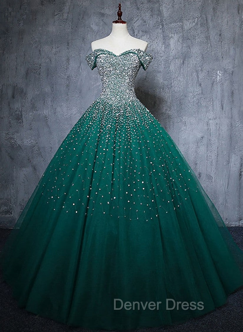 Dark Green Tulle Sweetheart Sparkle Party Dresses, Sweet 16 Dresses Secondary image